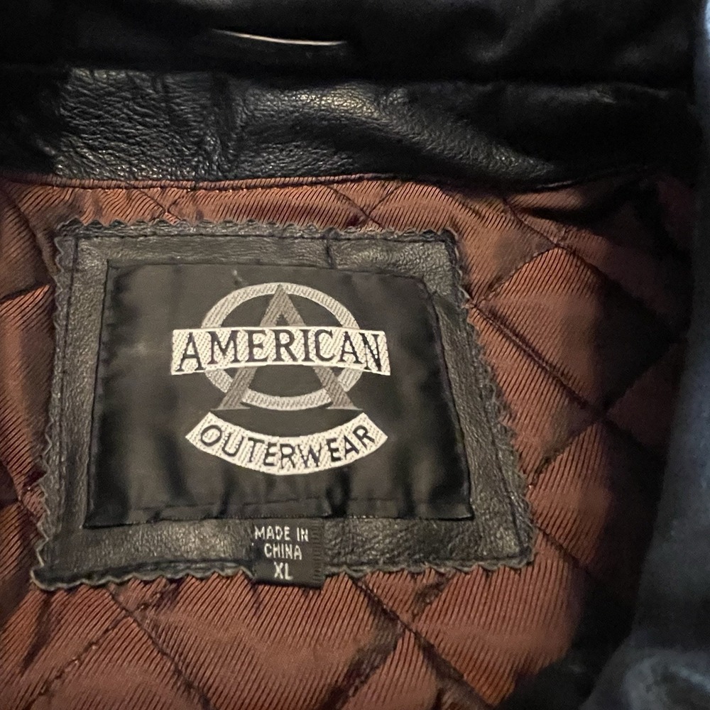 VTG AMERICAN OUTERWEAR MEN XL BLACK LEATHER BOMBER JACKET/AVIATOR, MOTORCYCLE - Picture 3 of 10